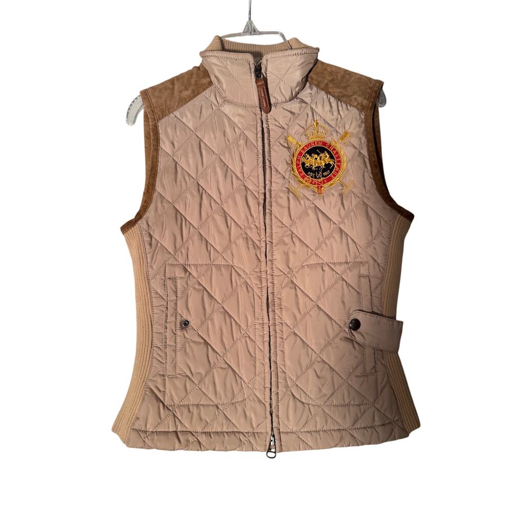 Ralph Lauren Sport Vest Brown Country Riders Jockey Club Challenge Crest Sz‎ XS